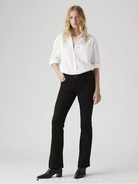 Levi's Women's 725 High-Rise Bootcut Jeans - Soft Black 25: Midweight Denim, S